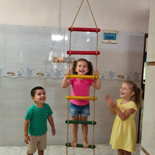 kids rope climbing ladder swing with wooden platforms – indoor & outdoor hanging climber toy for strength & fun