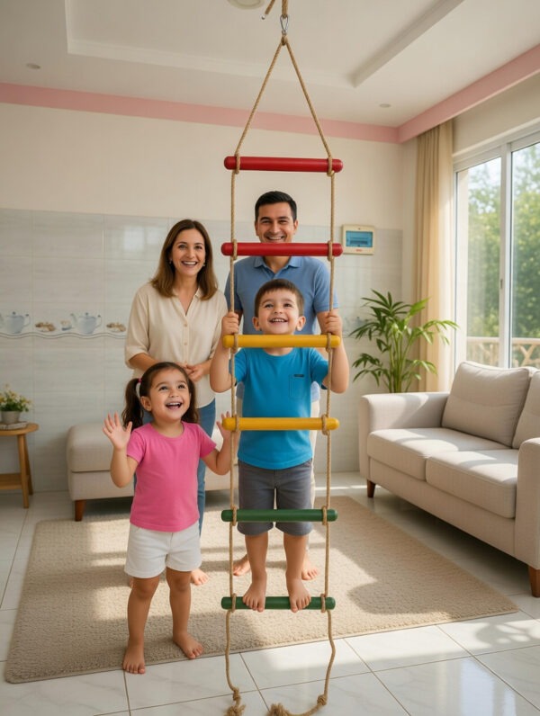 kids rope climbing ladder swing with wooden platforms – indoor & outdoor hanging climber toy for strength & fun