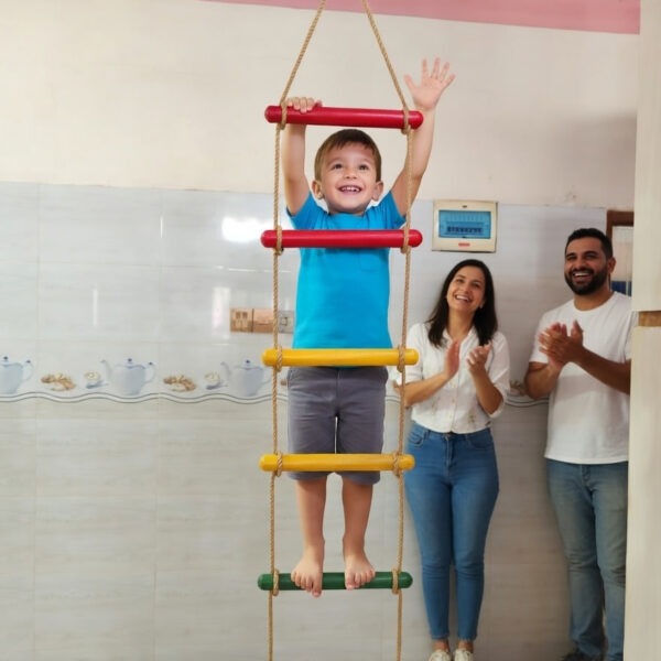 kids rope climbing ladder swing with wooden platforms – indoor & outdoor hanging climber toy for strength & fun