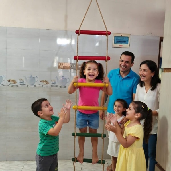 kids rope climbing ladder swing with wooden platforms – indoor & outdoor hanging climber toy for strength & fun