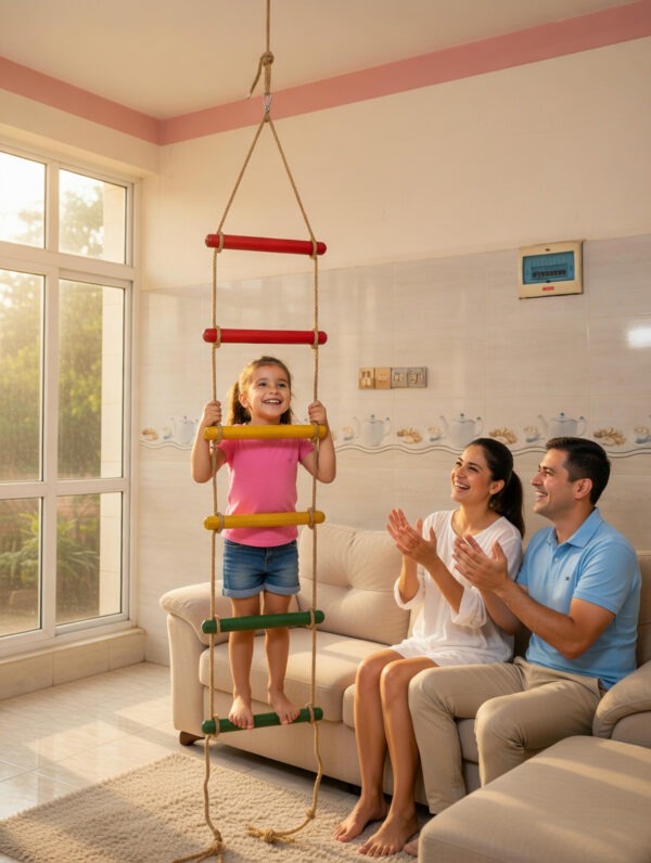 kids rope climbing ladder swing with wooden platforms – indoor & outdoor hanging climber toy for strength & fun