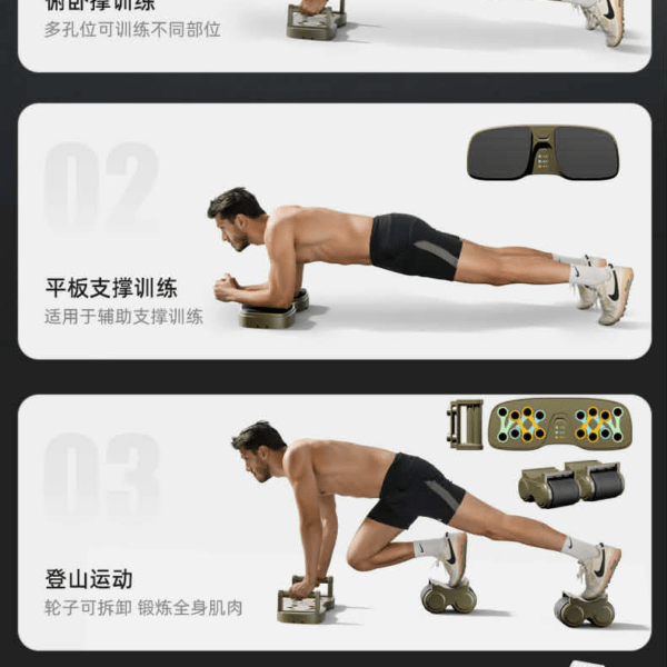 premium multifunctional 3 in 1 automatic rebound ab roller with push up board & plank support | 4 wheel stability full body home gym trainer