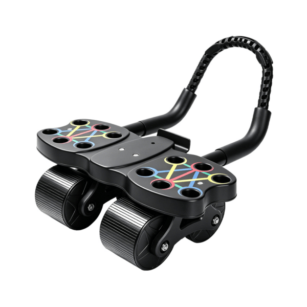 premium multifunctional 3 in 1 automatic rebound ab roller with push up board & plank support | 4 wheel stability full body home gym trainer