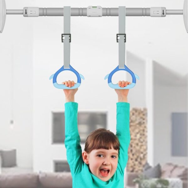 2pcs gymnastics rings with heavy duty door pull up bar – no screw installation | 200kg capacity | auto locking home fitness equipment combo set.