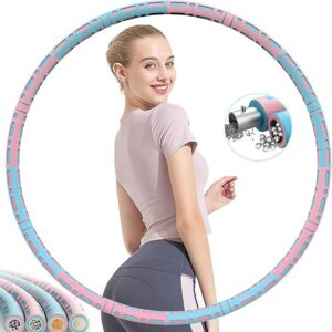 weighted hula hoop for adults weight loss – adjustable fitness exercise hoop for women, gym workout waist training circle ring, 8 section style a