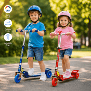 lionman lighting wheel kick scooter 2009c – multicolor | led light wheels, foldable, adjustable height kids scooter
