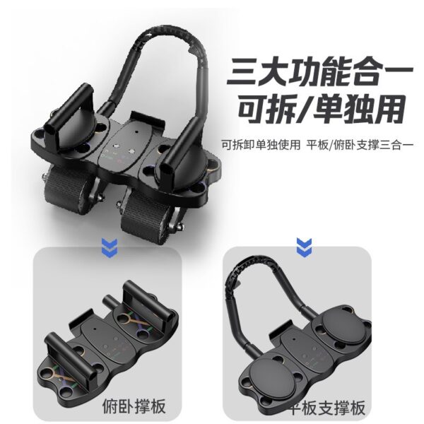 premium multifunctional 3 in 1 automatic rebound ab roller with push up board & plank support | 4 wheel stability full body home gym trainer