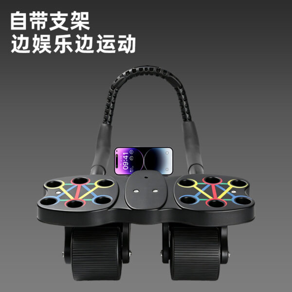 premium multifunctional 3 in 1 automatic rebound ab roller with push up board & plank support | 4 wheel stability full body home gym trainer