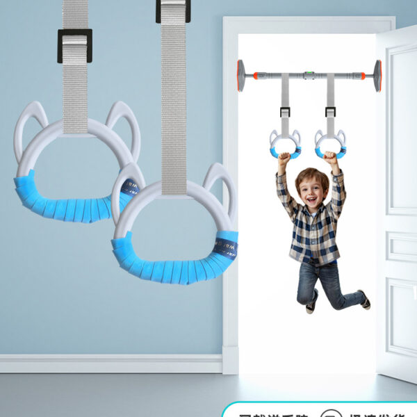 2pcs gymnastics rings with heavy duty door pull up bar – no screw installation | 200kg capacity | auto locking home fitness equipment combo set.