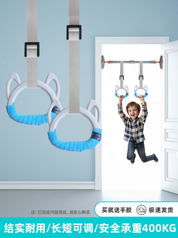 2pcs gymnastics rings with heavy duty door pull up bar – no screw installation | 200kg capacity | auto locking home fitness equipment combo set.