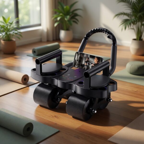 premium multifunctional 3 in 1 automatic rebound ab roller with push up board & plank support | 4 wheel stability full body home gym trainer