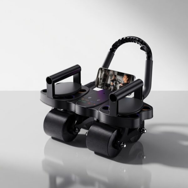 premium multifunctional 3 in 1 automatic rebound ab roller with push up board & plank support | 4 wheel stability full body home gym trainer
