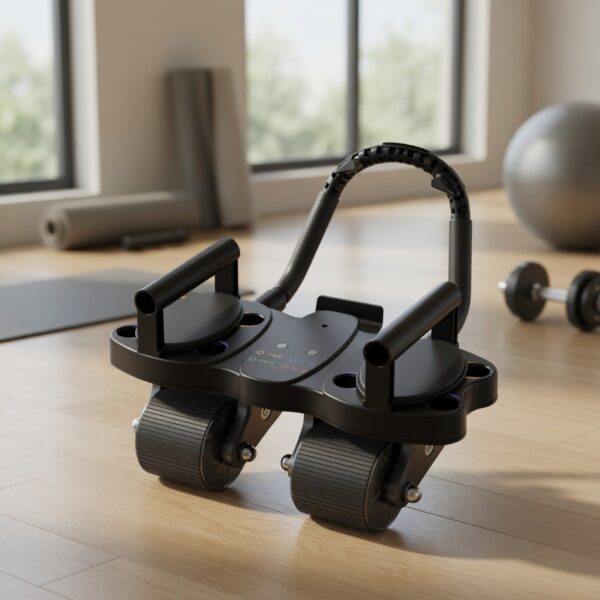 premium multifunctional 3 in 1 automatic rebound ab roller with push up board & plank support | 4 wheel stability full body home gym trainer