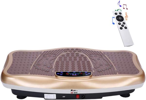 deluxe body slimming vibration plate exercise machine with remote control & resistance bands – full body workout platform for weight loss, muscle toning, calorie burning, pain relief & home gym fitness equipment, 5 auto programs