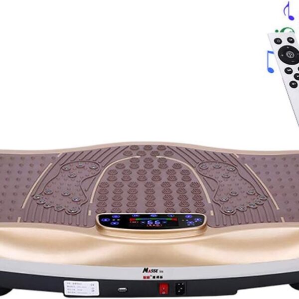 deluxe body slimming vibration plate exercise machine with remote control & resistance bands – full body workout platform for weight loss, muscle toning, calorie burning, pain relief & home gym fitness equipment, 5 auto programs