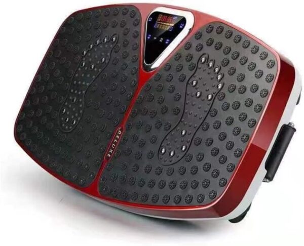 deluxe body slimming vibration plate exercise machine with remote control & resistance bands – full body workout platform for weight loss, muscle toning, calorie burning, pain relief & home gym fitness equipment, 5 auto programs