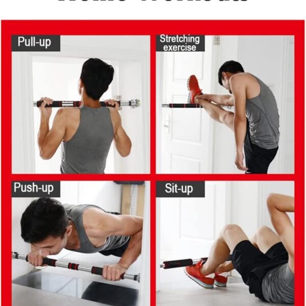 premium doorway pull up bar – no screw adjustable chin up bar for home gym, multifunction strength training bar, heavy duty steel construction, 150kg weight capacity