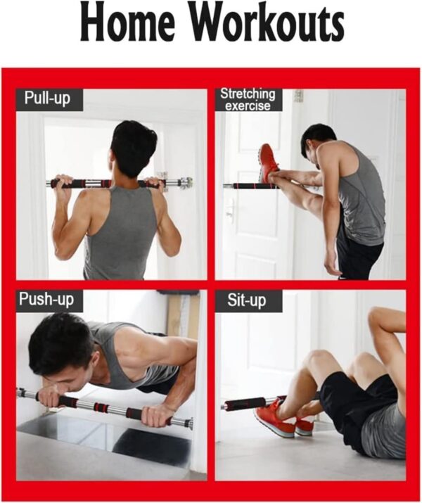 premium doorway pull up bar – no screw adjustable chin up bar for home gym, multifunction strength training bar, heavy duty steel construction, 150kg weight capacity