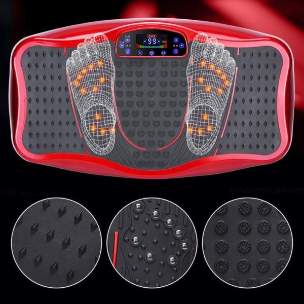 deluxe body slimming vibration plate exercise machine with remote control & resistance bands – full body workout platform for weight loss, muscle toning, calorie burning, pain relief & home gym fitness equipment, 5 auto programs