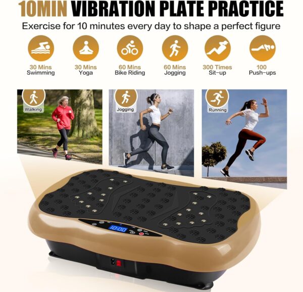 deluxe body slimming vibration plate exercise machine with remote control & resistance bands – full body workout platform for weight loss, muscle toning, calorie burning, pain relief & home gym fitness equipment, 5 auto programs