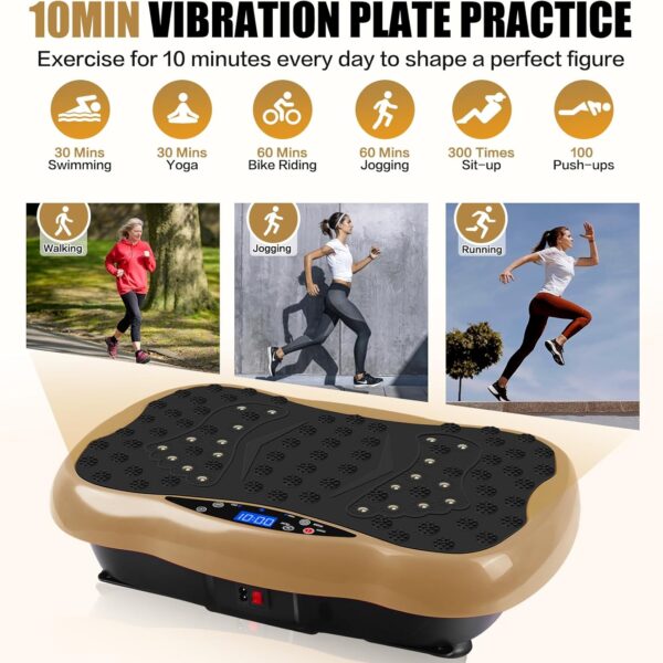 deluxe body slimming vibration plate exercise machine with remote control & resistance bands – full body workout platform for weight loss, muscle toning, calorie burning, pain relief & home gym fitness equipment, 5 auto programs