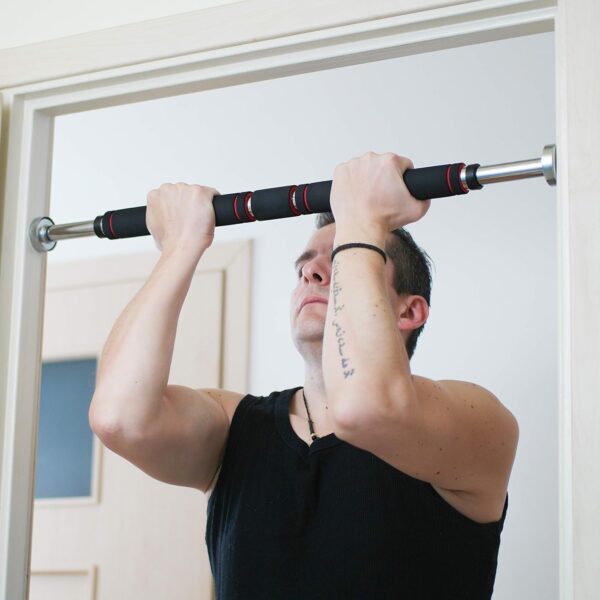 premium doorway pull up bar – no screw adjustable chin up bar for home gym, multifunction strength training bar, heavy duty steel construction, 150kg weight capacity