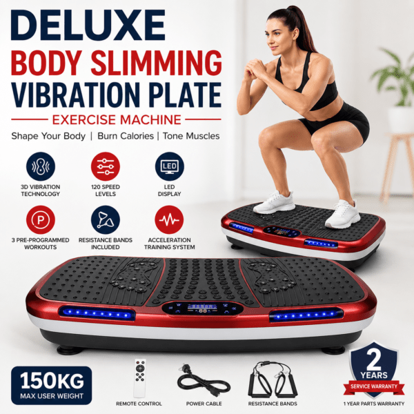 Home deluxe body slimming vibration plate exercise machine with remote control & resistance bands β full body workout platform for weight loss, muscle toning, calorie burning, pain relief & home gym fitness equipment, 5 auto programs