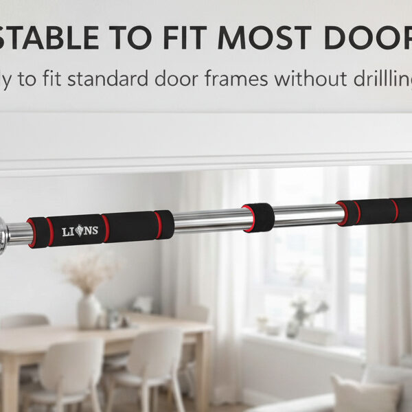 premium doorway pull up bar – no screw adjustable chin up bar for home gym, multifunction strength training bar, heavy duty steel construction, 150kg weight capacity